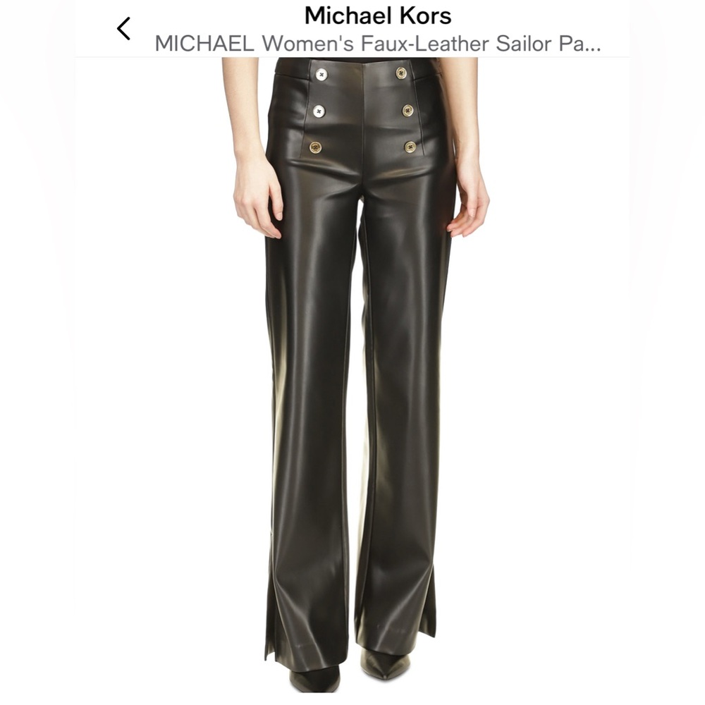 Nautical style, MICHAEL Michael Kors faux leather pants with wide, flowy legs. M